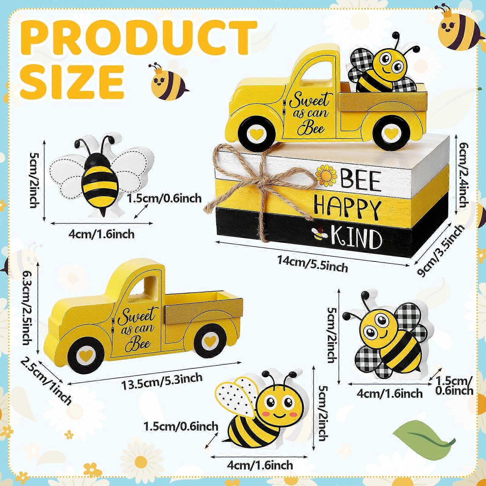 7Pcs Bee Wooden Table Sign Bee Decor