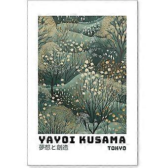 Holzpuzzles im Stil von Yayoi Kusama, inspiriert von japanischen botanischen Motiven, moderne Ukiyo-e-Kunstwerke, japanische Galerie für die Schlafzimmerdekoration