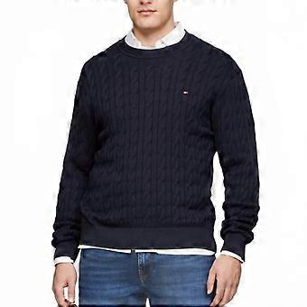 Tommy Hilfiger trøjer, model Mw0mw33132, klassisk bomuld med kabelstrik.