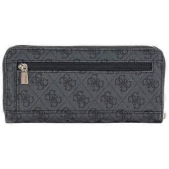 GUESS Laurel II Large Zip Around Purse - Coal Black Logo