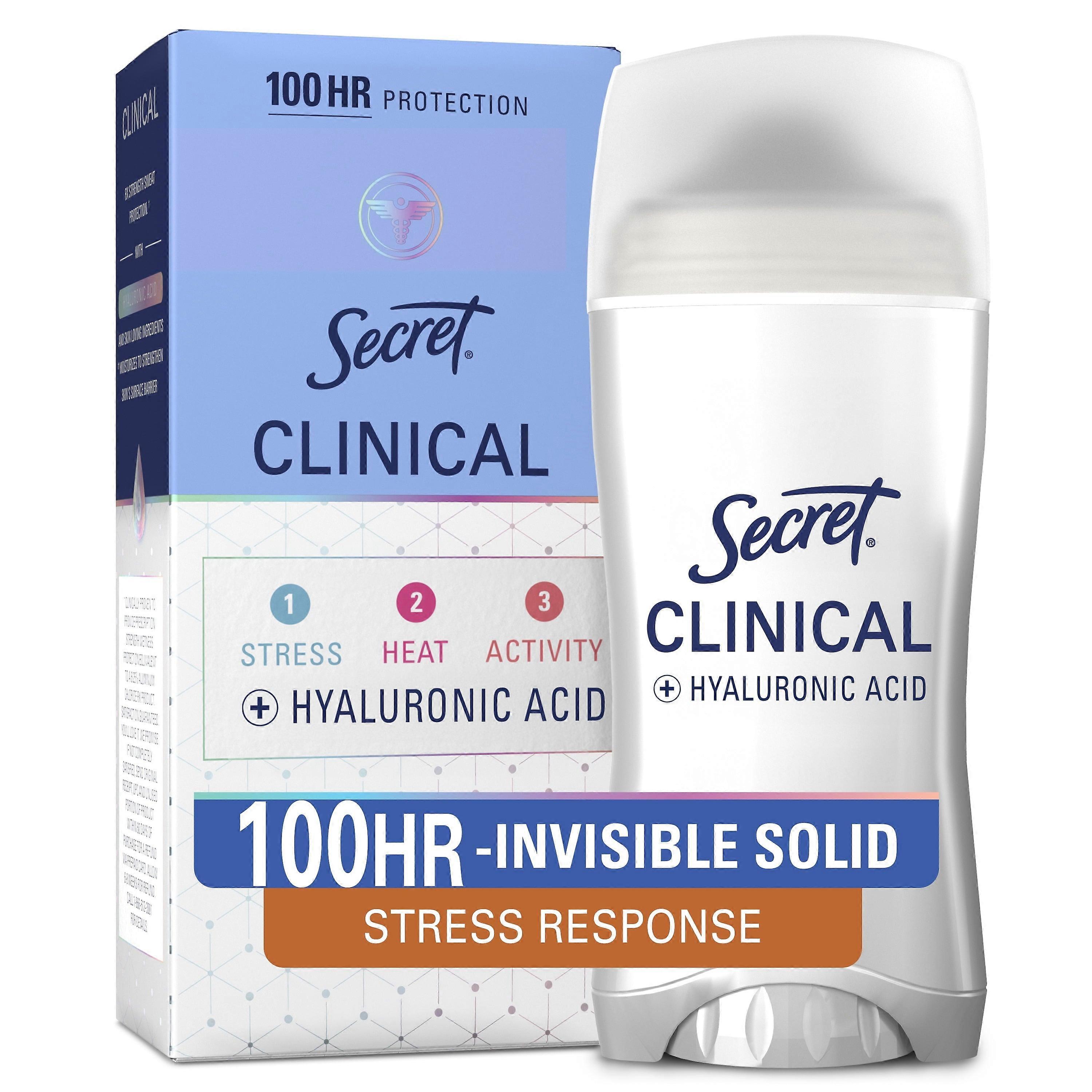 Secret Clinical 100小时止汗除臭剂（隐形固体，压力应对型）2.6盎司