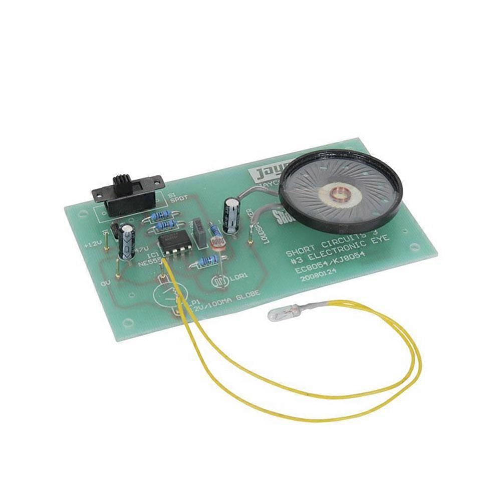 ELECTRONIC EYE Short Circuits Three Project Components and Board instructions