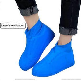 Reusable Waterproof Shoe Covers for Men, Non Slip Silicone Rain Boot Covers, 2 Pairs (Yellow or Blue, Large)