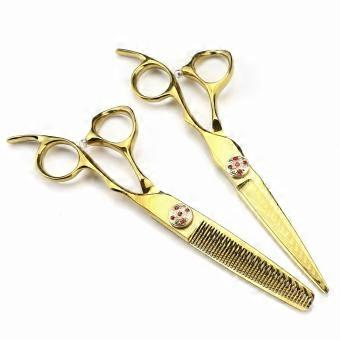 6 Inch Gold Damascus Hair Cutting Scissors, Professional Barber Shears with Precision Sharp Blades