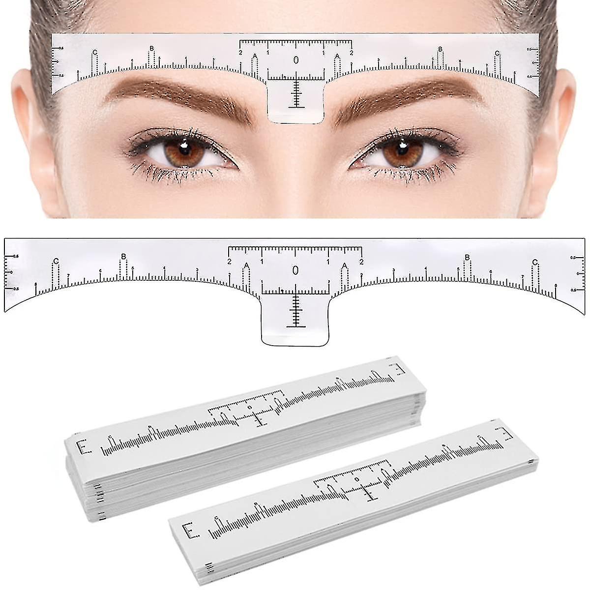 100 Pack Eyebrow Ruler, Disposable Brow Ruler Microblading Adhesive Eyebrow Sticker Stencil Guide Measuring Tool
