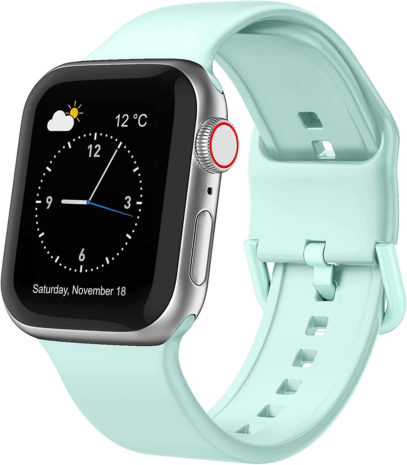 Compatível com Pulseiras de Relógio Apple 45mm 44mm 42mm, Pulseiras Esportivas de Silicone Macio Pulseira de Substituição com Fecho Clássico para iWatch Series SE 7 6 5 4 3 2