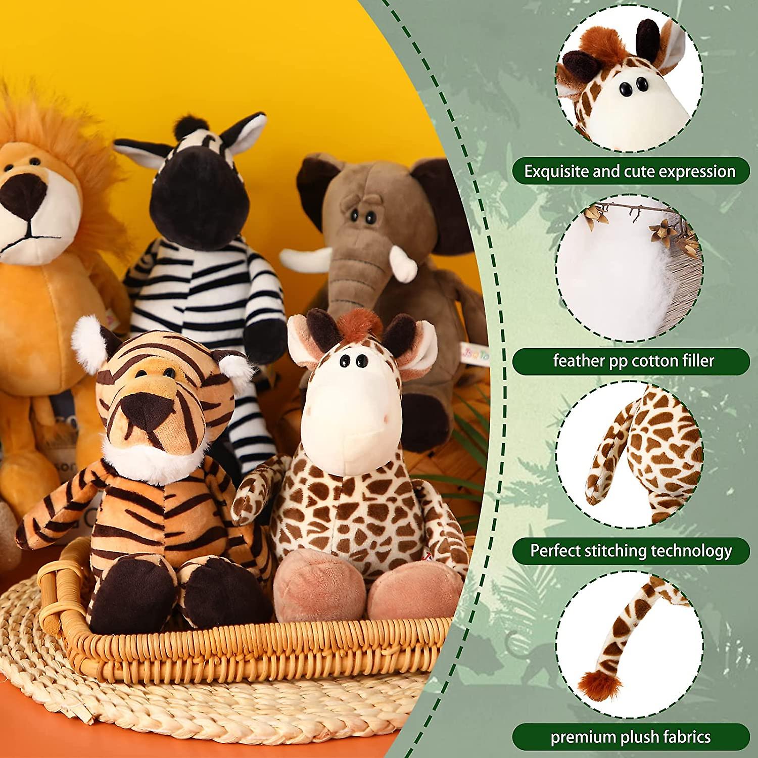 6 piezas de animales de peluche de safari peluche de animales de la
