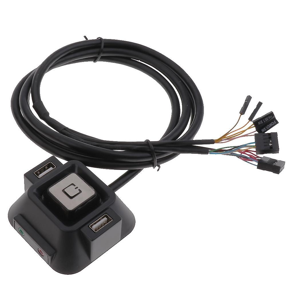 Desktop PC Computer Power Switch & USB Port Reset Button&3.5mm Audio Jack