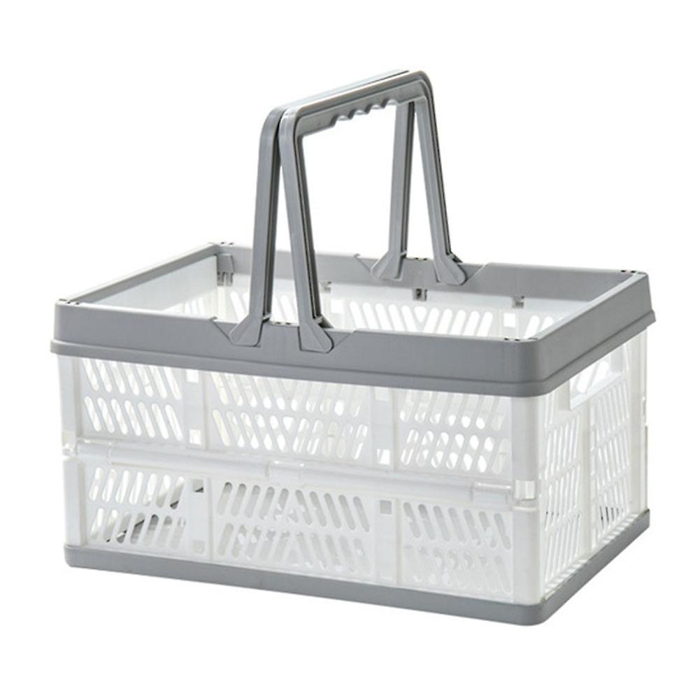 Portable Folding Handle Food Storage Basket Picnic Desktop Organizer Container