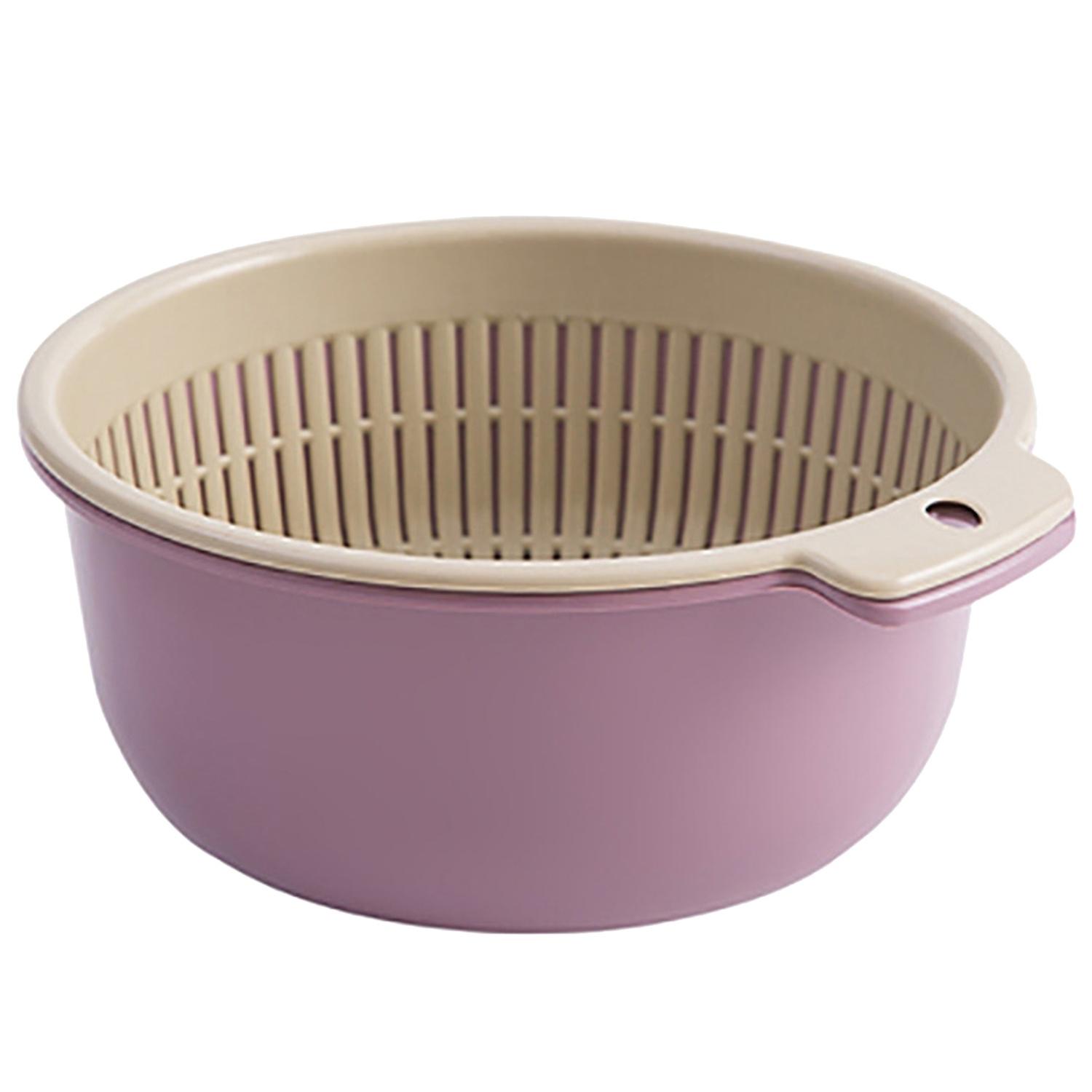 ZHOUBA 1 Set 2-In-1 Washing Strainer Bowl Separation Design PP Vegetable Cleaning Rice Strainer