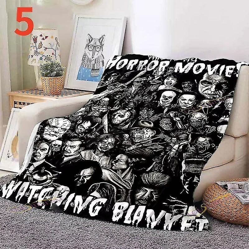 Skräckfilmer Karaktär Fleece Filt Varmt sovrum Kasta Filt På Säng Soffa Sängkläder Resor Flanellfiltar För Vuxna Barn Täcke