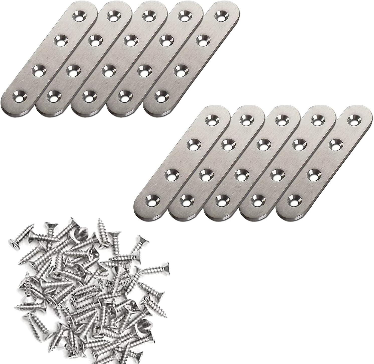 10 stk rustfrit stål sammenføjningsben, rustfrit stål reparationsskruer til møbelreparation (76 mm x 16 mm)