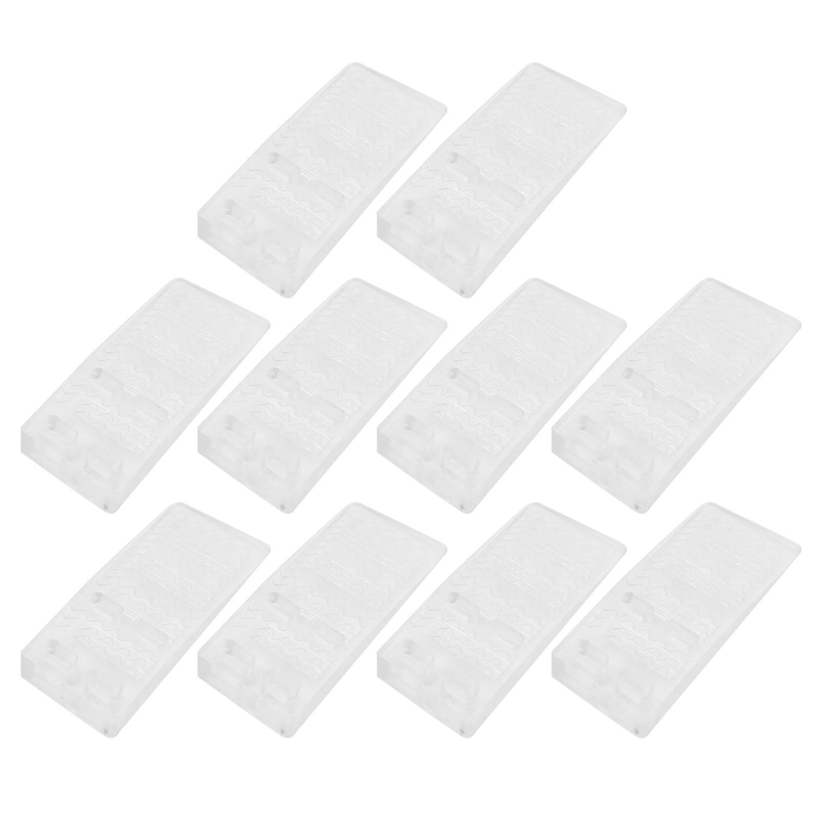 10 Pcs Quadrate Door Stoppers - Transparent Stackable Hollow Design for Security