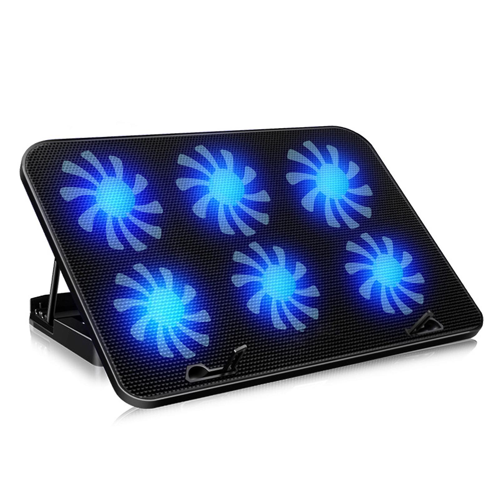 Laptop Cooling Pad 6 High Speed Fan Rapid Heat Dissipation Anti Slip Stable Support Black Notebook Cooler Cooling Stand