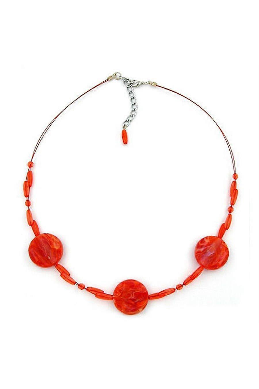 Necklace Disk Light Red Marbled - Gl04629