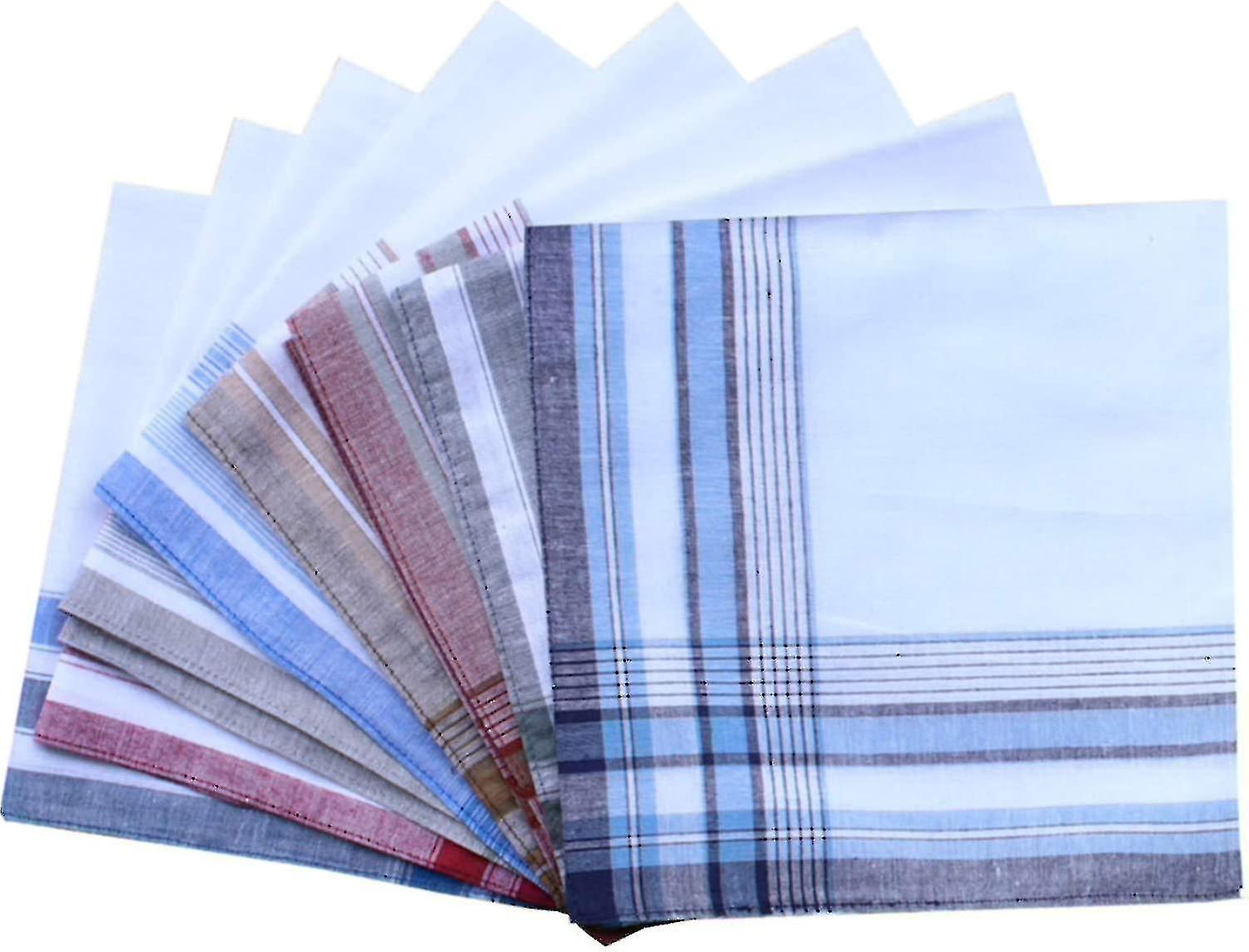 Assorted Pack Of Mens White Color Border Cotton Handkerchiefs