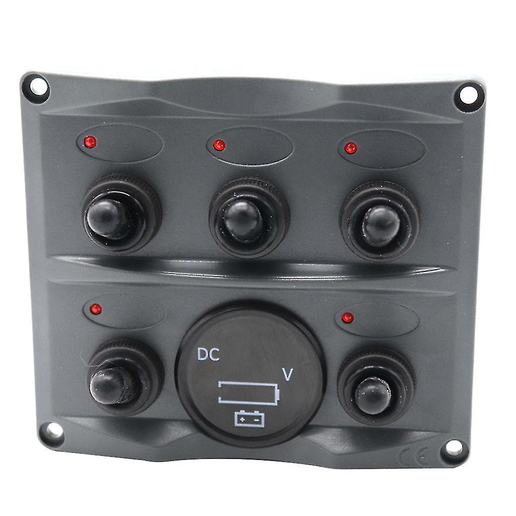 Led 5 Gang On-off Marine Boat Toggle Switch Panel Digital Voltmeter Socket