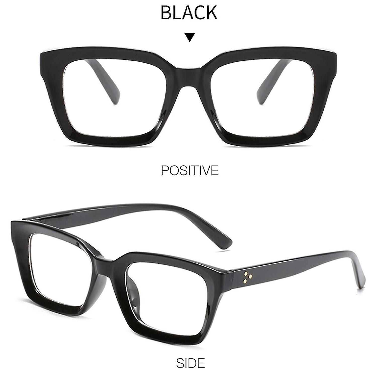 Óculos de leitura vintage elegantes com aro retangular grosso 0-300 óculos para presbiopia