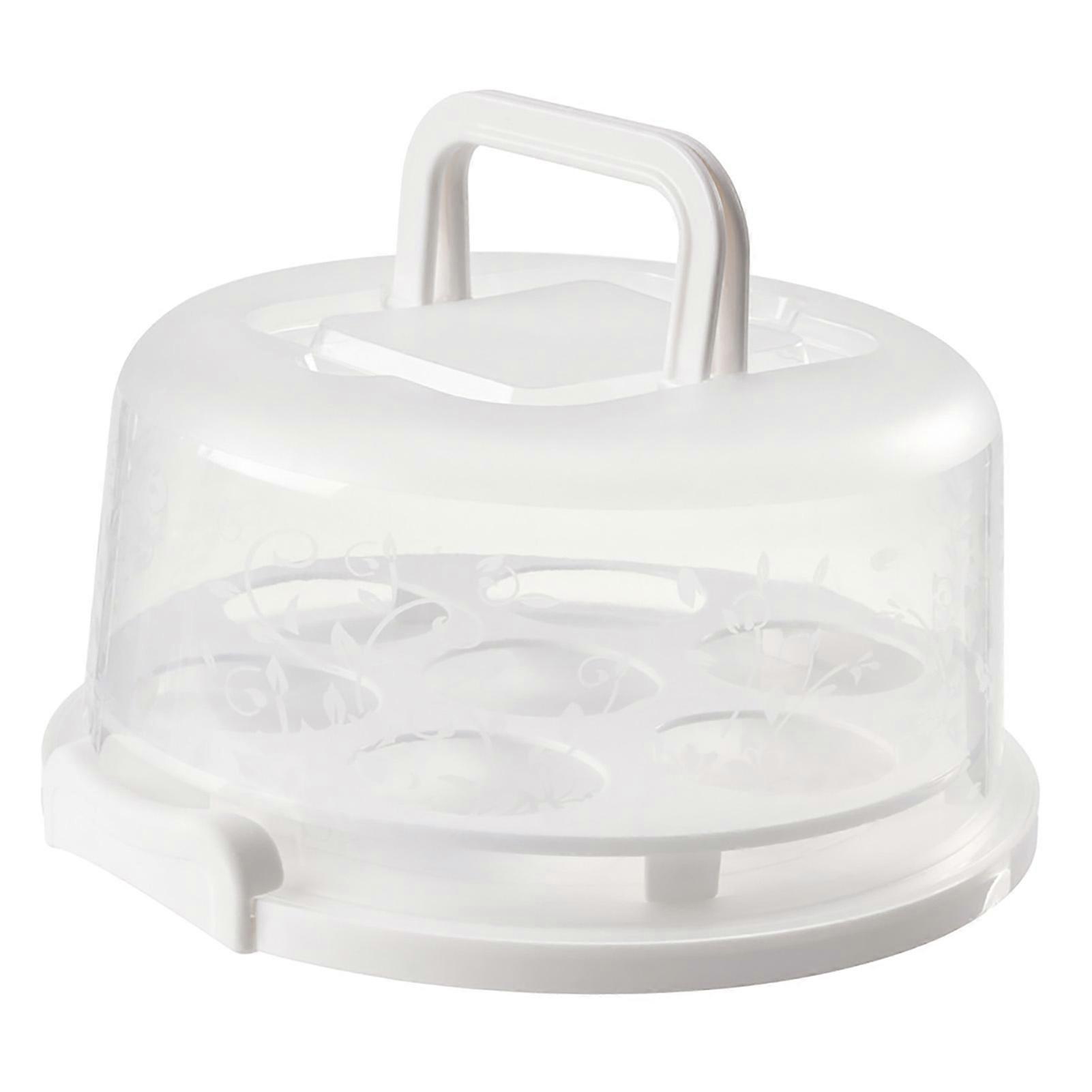 Portable Cheesecake Container 7 Slot PP Round Cake Carrier Keeper with Transparent Lid