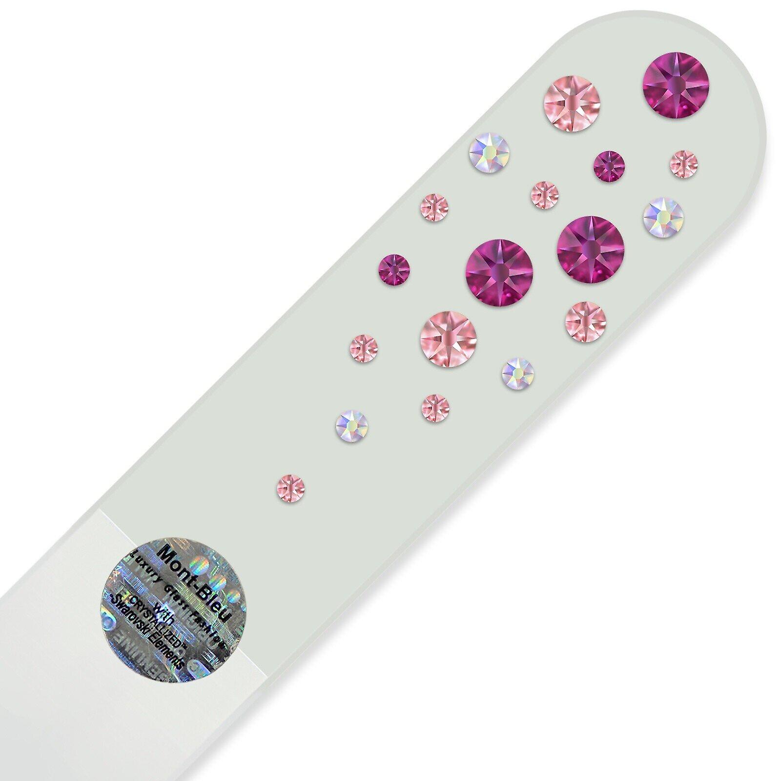 Mont Bleu Large Glass Nail File with crystals WW-B - Fuchsia - Light Rose