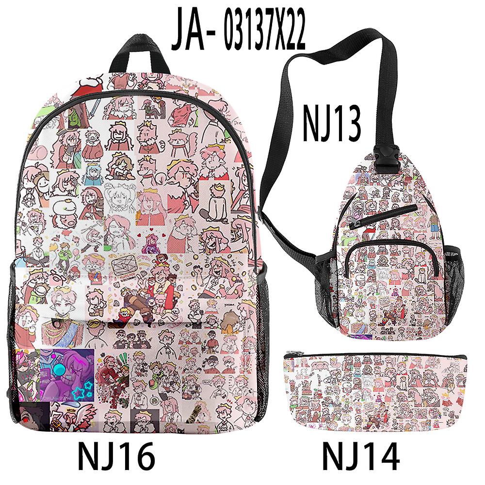 2023 حقيبة مدرسية Ranboo Technoblade 3 قطع / مجموعة الأولاد البنات أكسفورد للماء حقيبة كمبيوتر محمول على ظهره النساء الرجال السفر على ظهره حقيبة كروسبودي