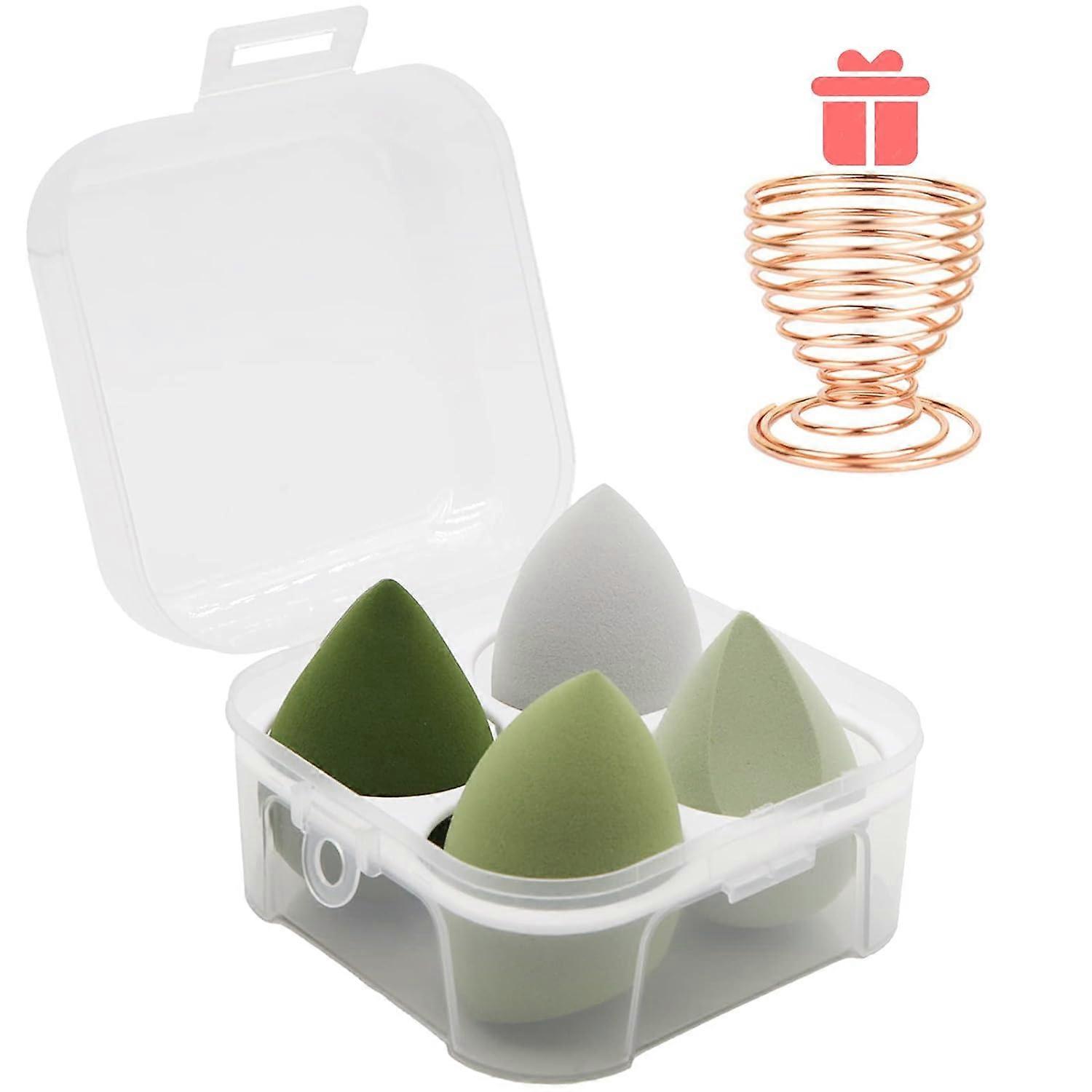 5 Pcs Makeup Sponges Blender Set - 4 Pcs Professional Beauty Sponge Foundation Blending Blender with 1 Sponge Holder and Egg Case, Flawless for Cream,