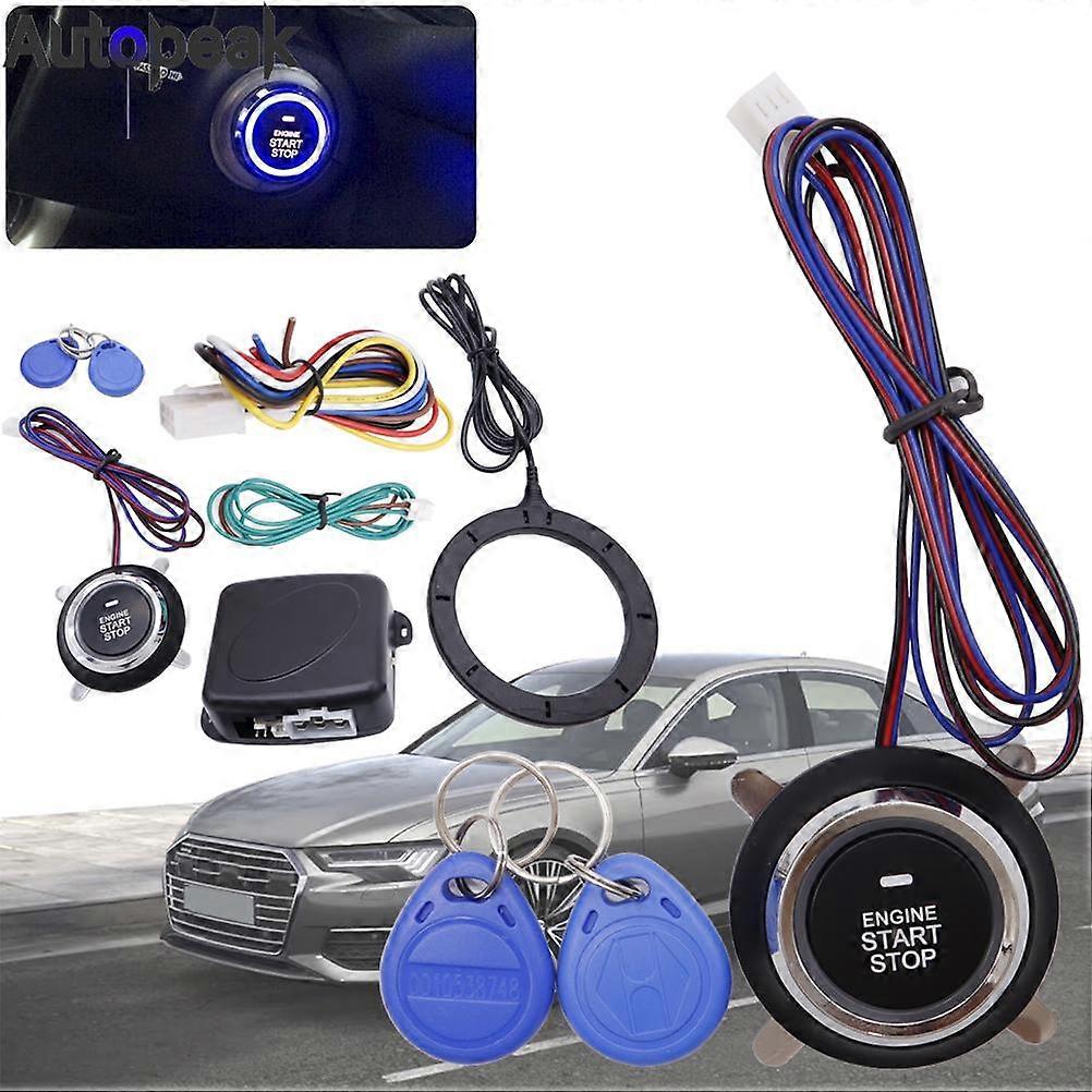 Smart Car Key Systems Key blade Ignition Switch Auto Alarm Engine Starline Push Button Start Push Button less Entry Starter Kit 12V RFID Universal