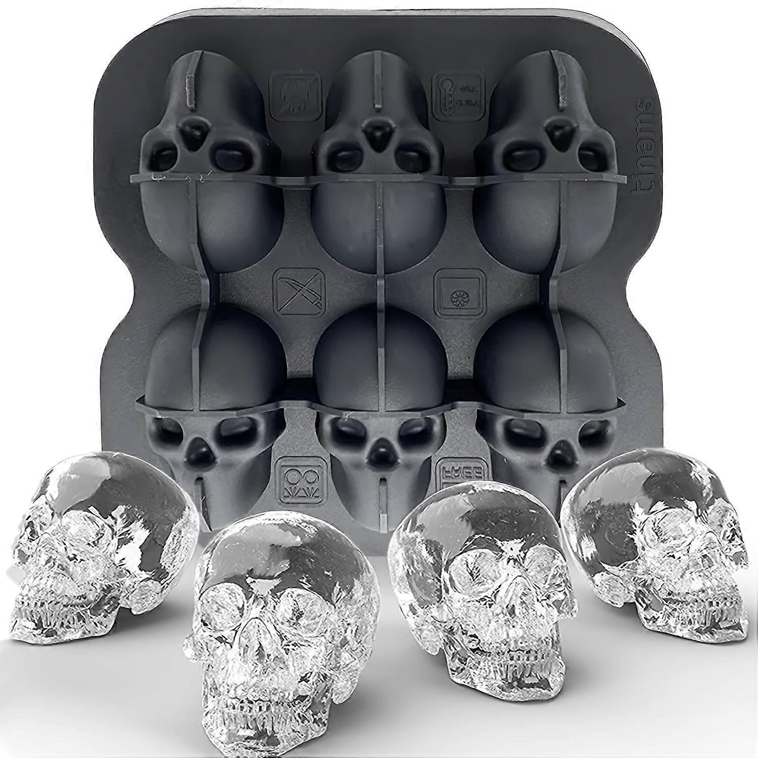 1pc, Skull Ice Ball Mold, Silicone Flexible Ice Cube Trays, BPA Free Ice Trays For Freezer, Horror Skull Head Ice Ball Maker, Easy Release Ice Maker,