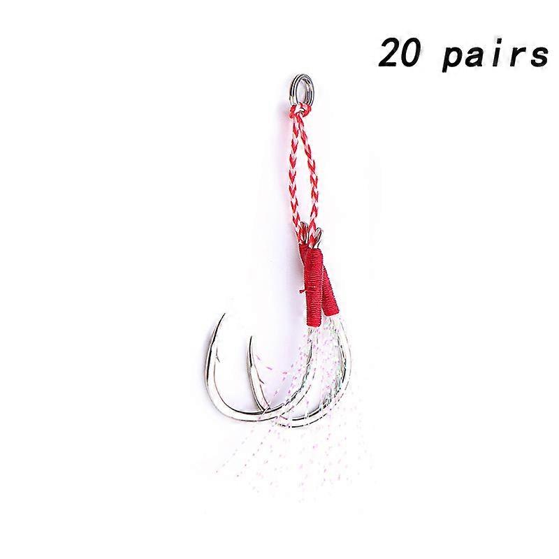 10pairs/lot Jig Lure Assist Hook Jigging Double Barbed Assist Hooks High Carbon Steel Fishing Lure Pesca Slow Jigging Hooks