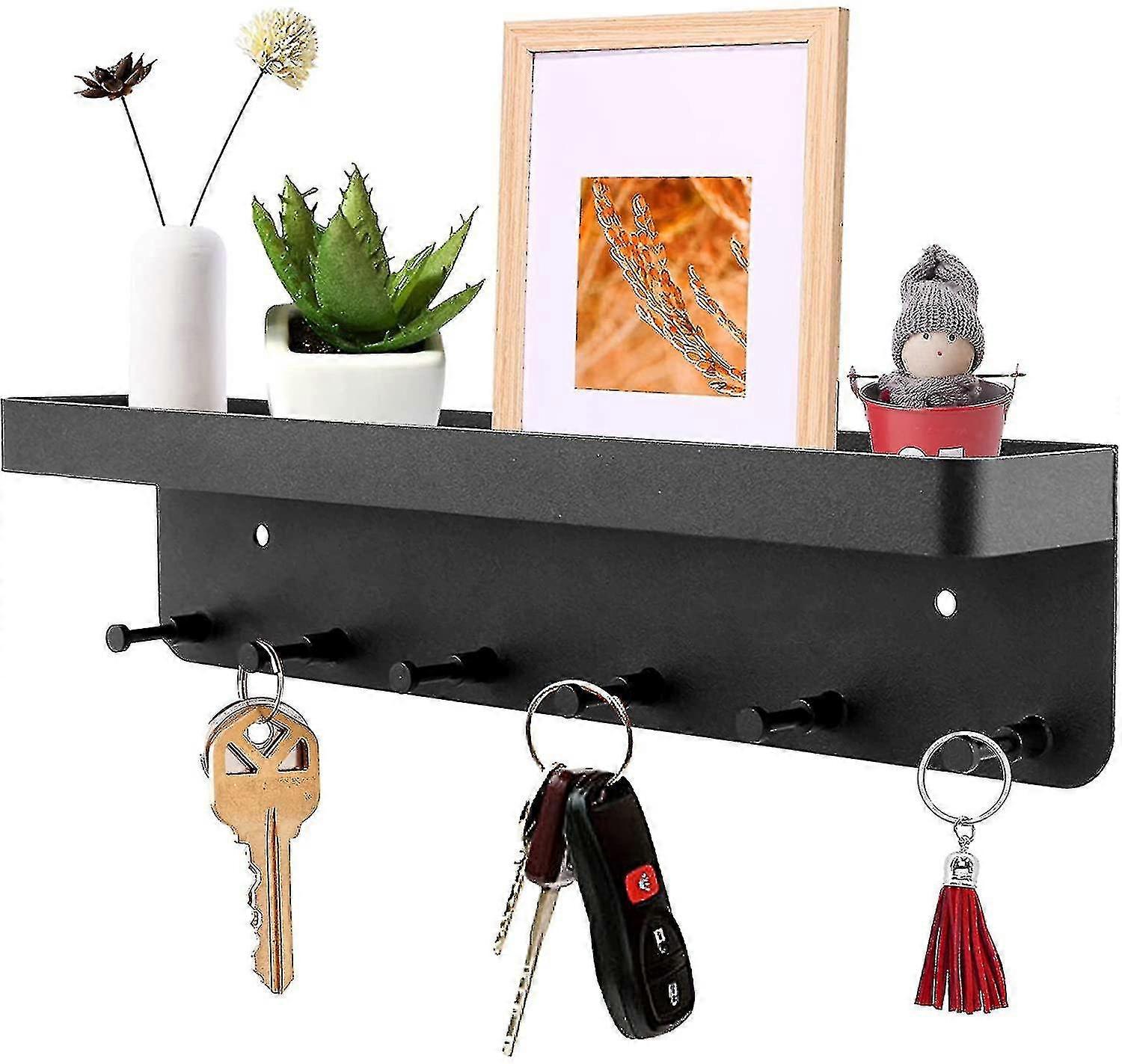 Key Rack With Shelf, Key Holder Versatile Key Rack With 6 Hooks & Key Bar