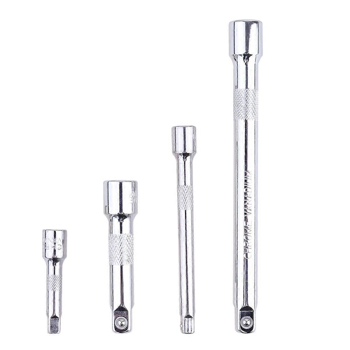 4pcs Extension Bar Set 1/4 3/8 Drive Ratchet Socket Extender Hand Adjustment Tool Extension Socket Drive Hand Tool (Silver)