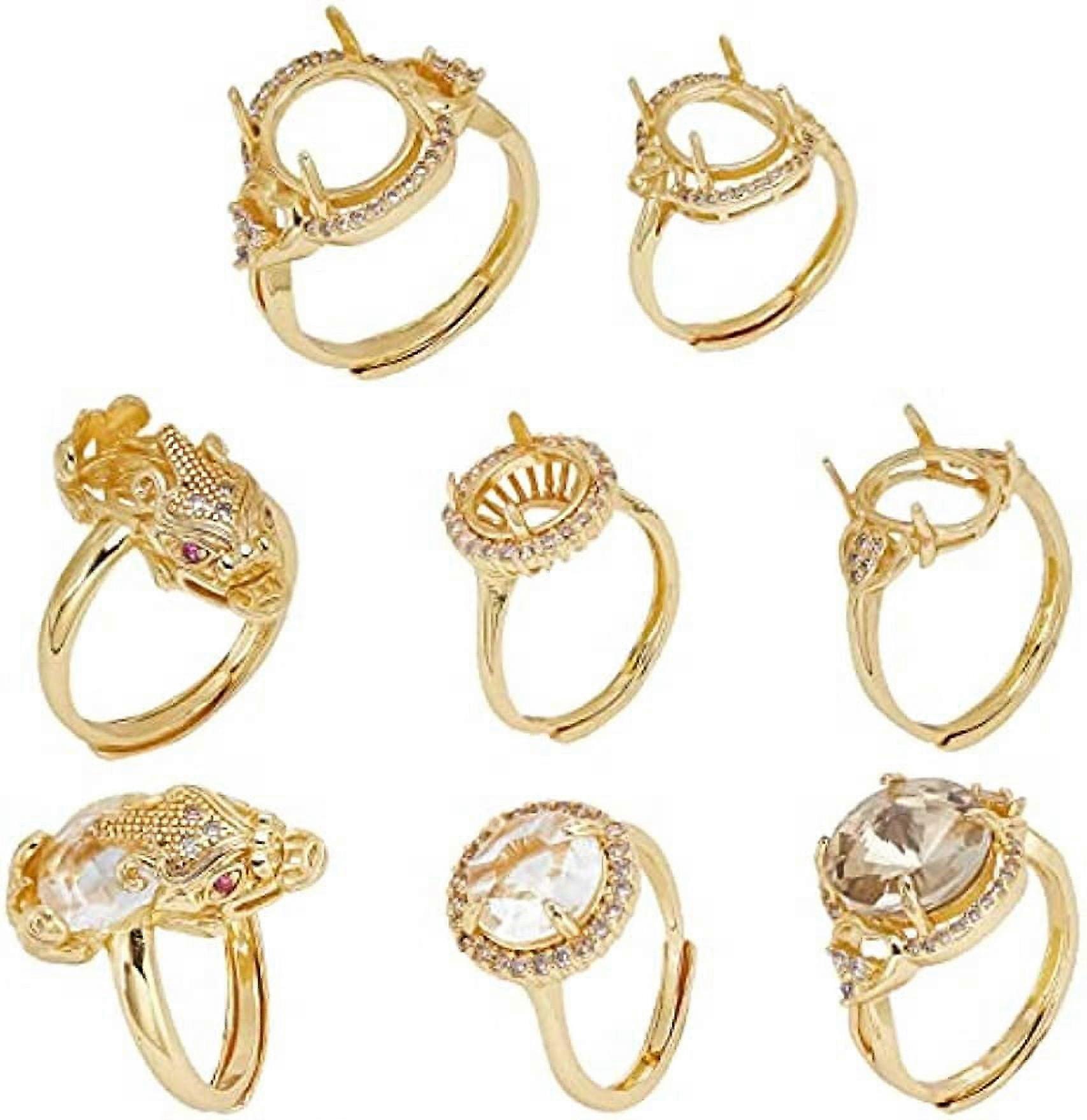 5 Style Finger Ring Cubic Zirconia Adjustable Brass Finger Ring Settings Components 4 Claw Prong Ring Settings