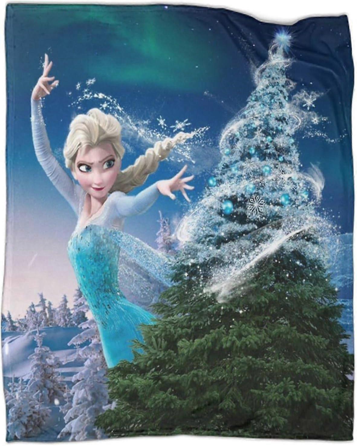 Cobertor Ultra Macio Frozen | Filmes Animados Throw Over Sofá Sofá | Colcha de Viagem Aconchegante e Fofa,-MYFX24