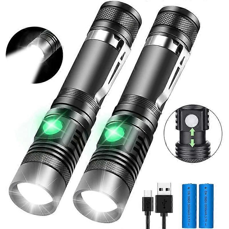 Rechargeable Flashlight, Pocket-Sized Torch With Super Bright 1200 Lumens T6 Led, Water Resistant, Zoomable, Led Tactical Flashlights With Clip, 4 Mod