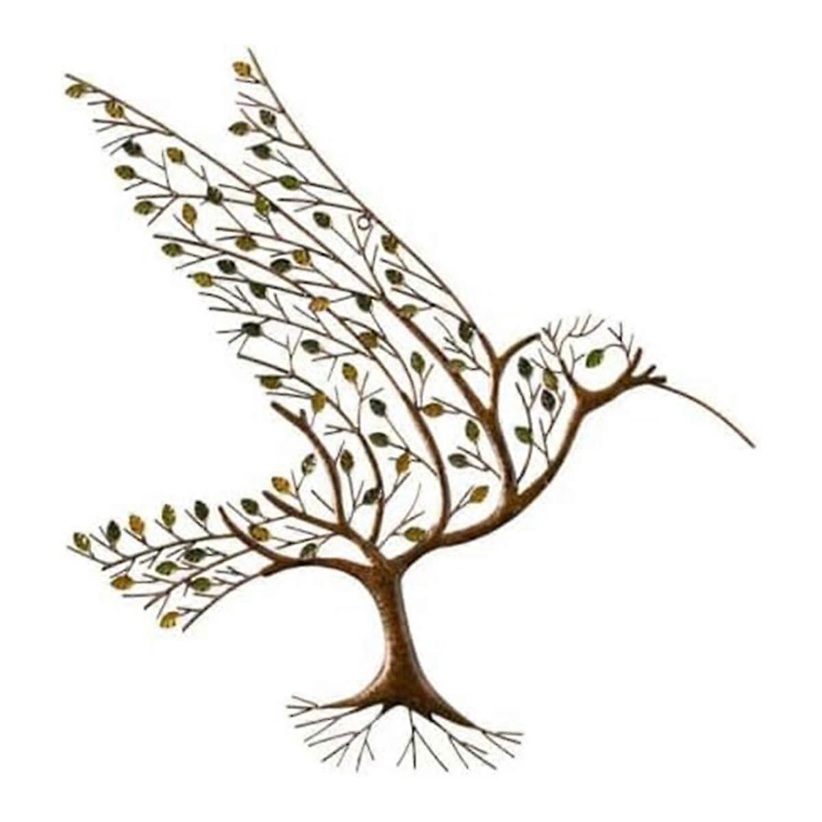 طائر معدني مع فروع أوراق جدار الفن ، شجرة فرع الطيور المعدنية ديكور الجدار معدني الجدار النحت ل