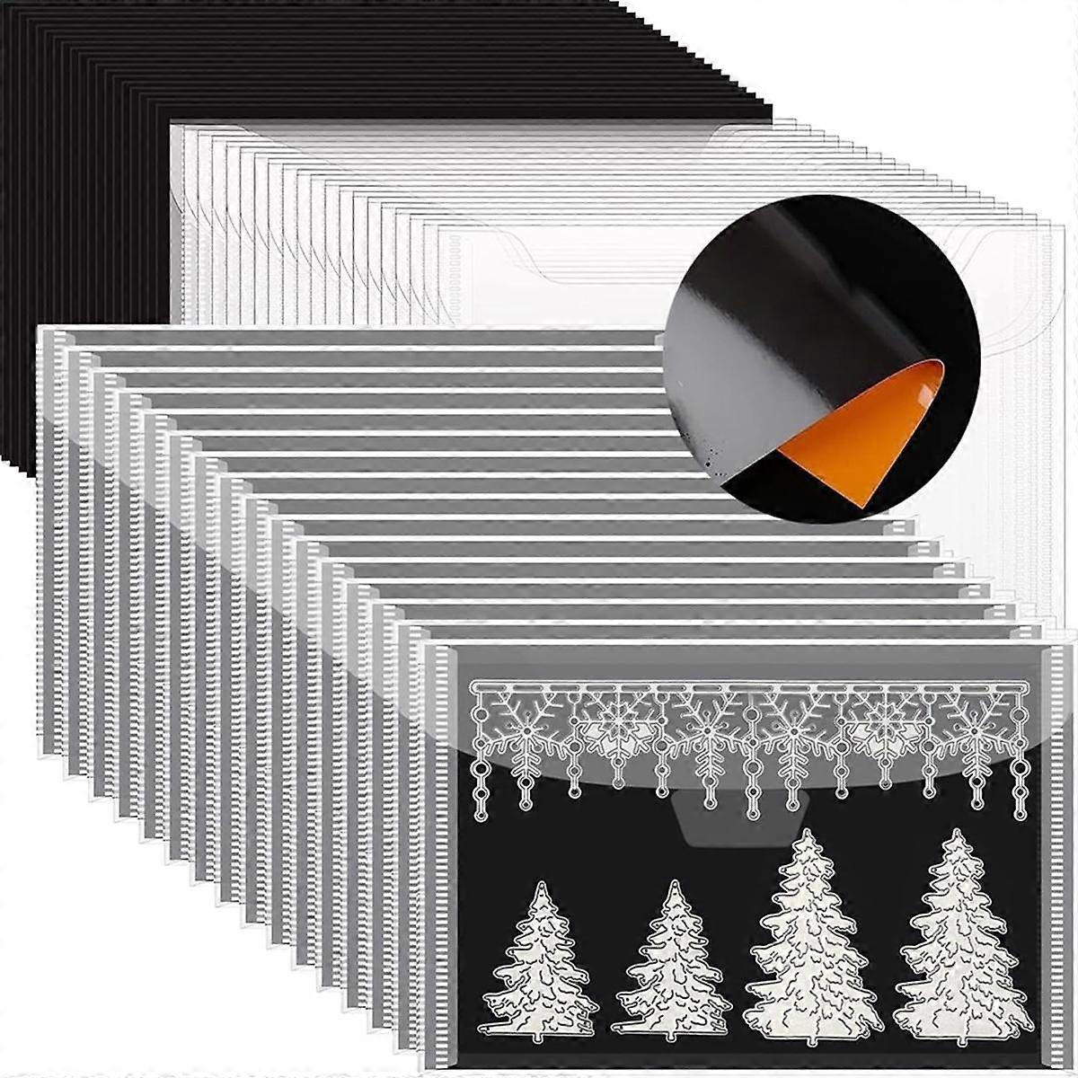 10pcs 0.6mm Strong Rubber Magnetic Sheets and 10pcs Stamp Die Storage Bags, Die Storage Set for Storing , DIY B