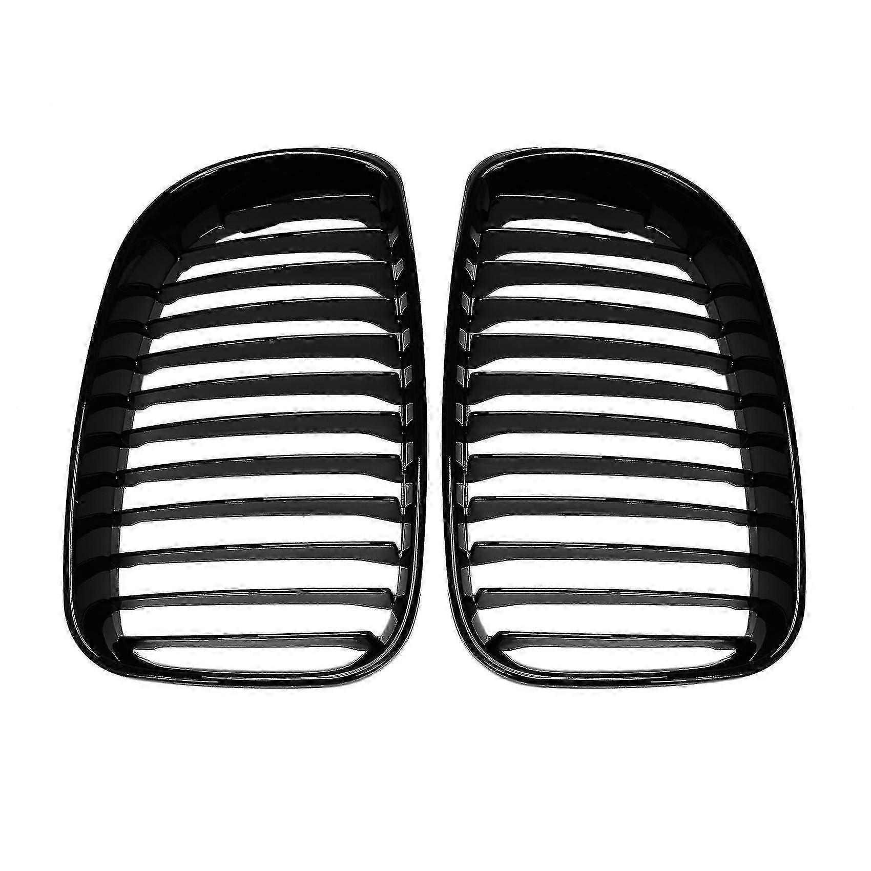 For 1 Series E81 E82 E87 E88 2d 4d 2007 2008 2009 2010 2011 Pair Abs Side Gloss Black Front Kidney G