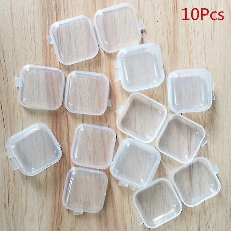 10pcs Clear Lidded Small Plastic Box For Trifles Parts Tools Storage Box Jewelry Display Box Screw Case Beads Container