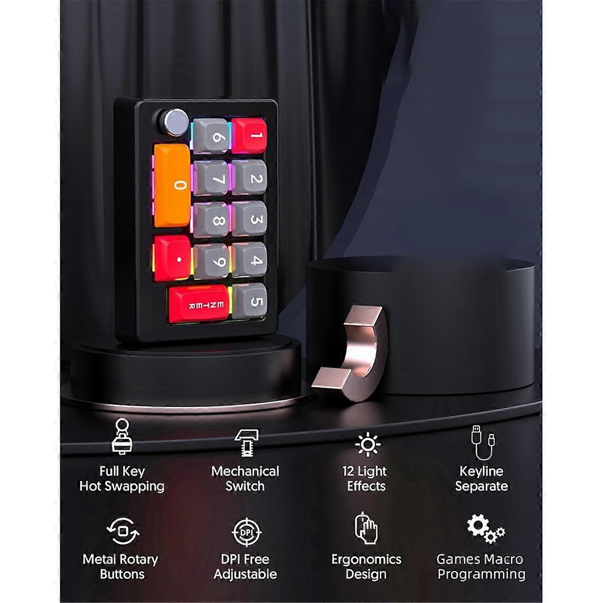 13 Key Macro Programmable Hot Swappable Mechanical Switch 7 Color RGB Light Gaming Mini Keyboard Nu