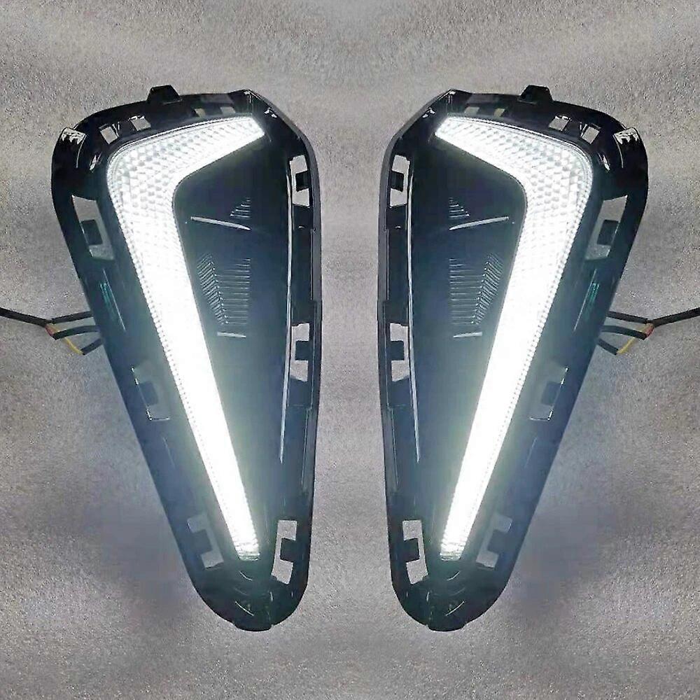 CSCSNL 1Pair For KIA RIO 2021 Car Daytime Running Light Front Bumper Fog light Lamp LED DRL With yellow turn signal