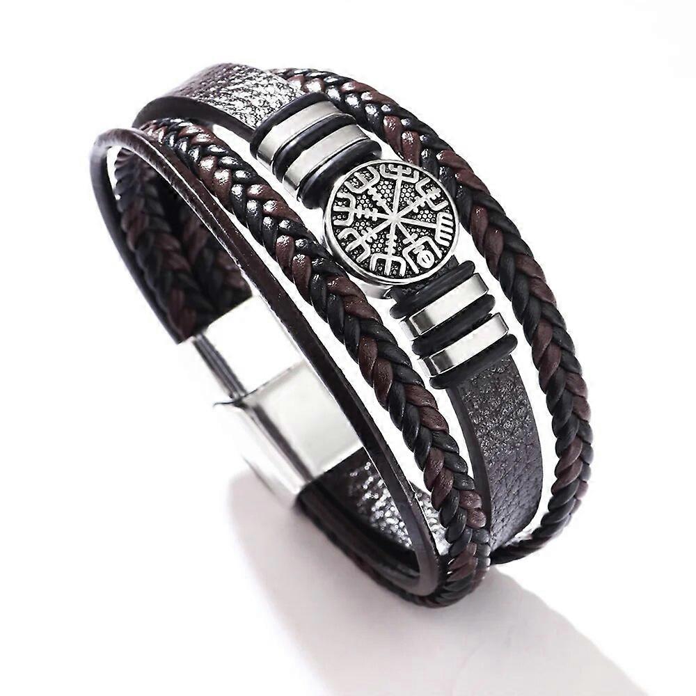 Moda Trendy Men Brățări din piele moda All-match multi-strat împletit brățări din piele Scriptura Compass Devil Eye