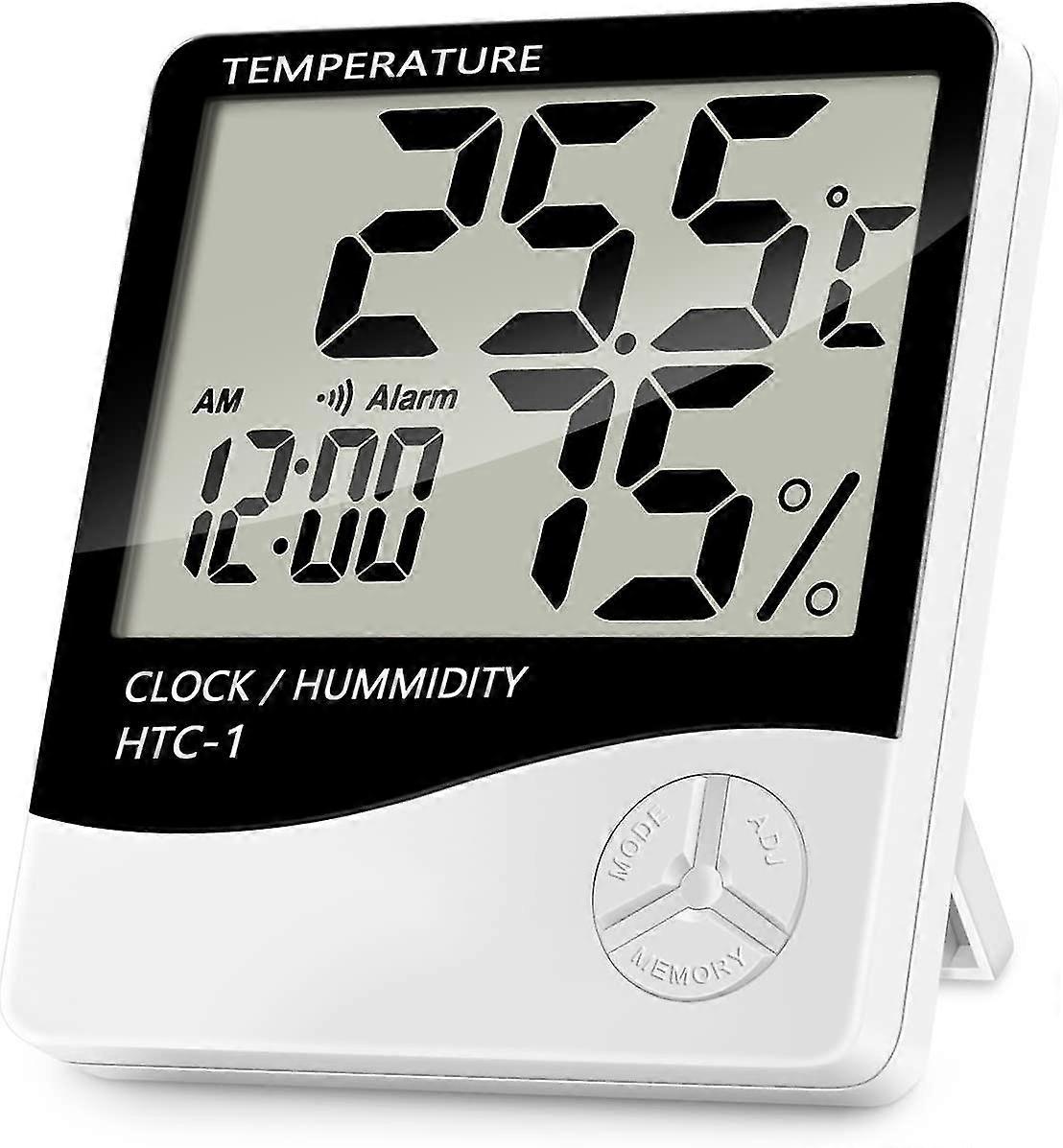 Indoor Digital Thermometer Hygrometer, Accurate Room Temperature Gauge Humidity Monitor With Alarm Clock - Easy To Read, Max/min Records, Lcd Display
