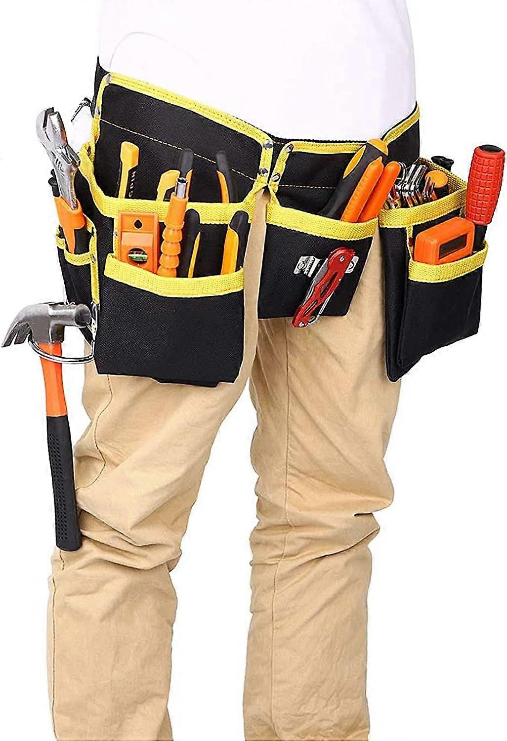 Tool Belt with 11 Pockets, Tool Pouch, Waterproof Oxford Fabric, with Adjustable Straps, for Electricians,Builders