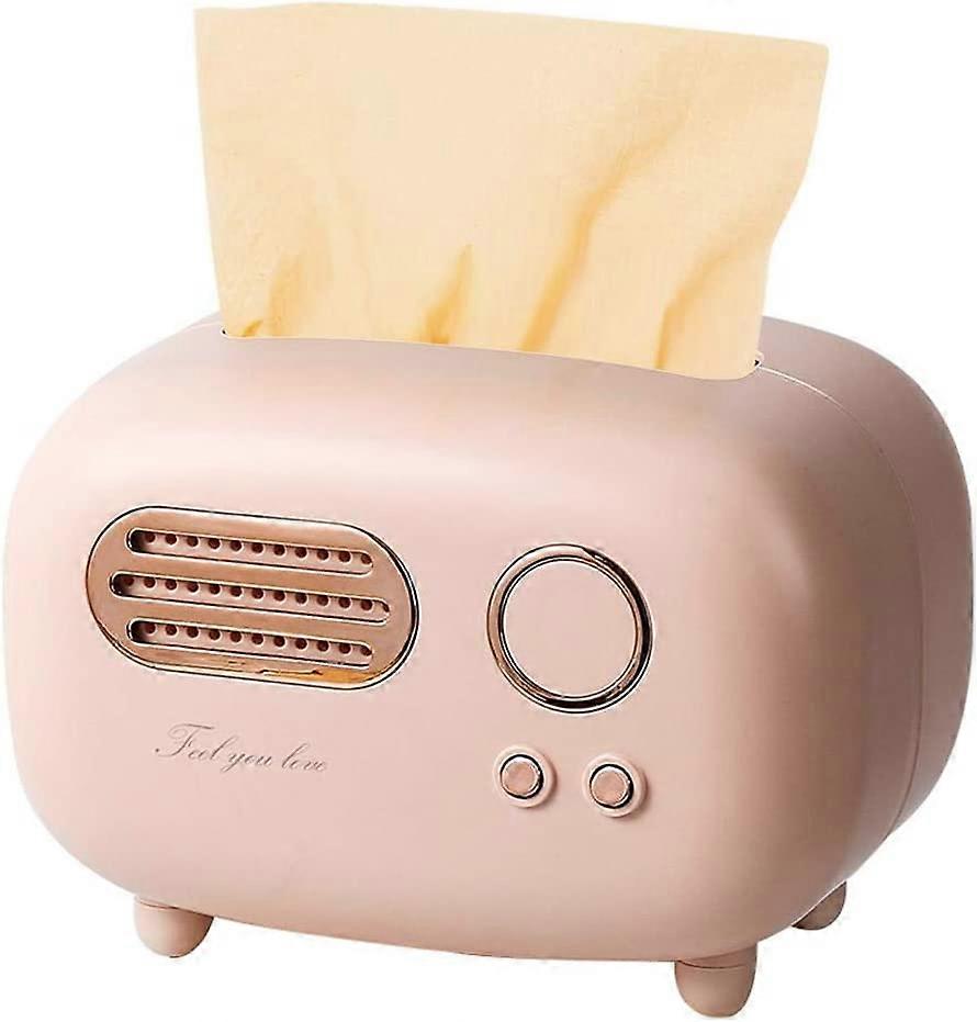 Retro Rectangular Tissue Box, Radio Patternn,Rose