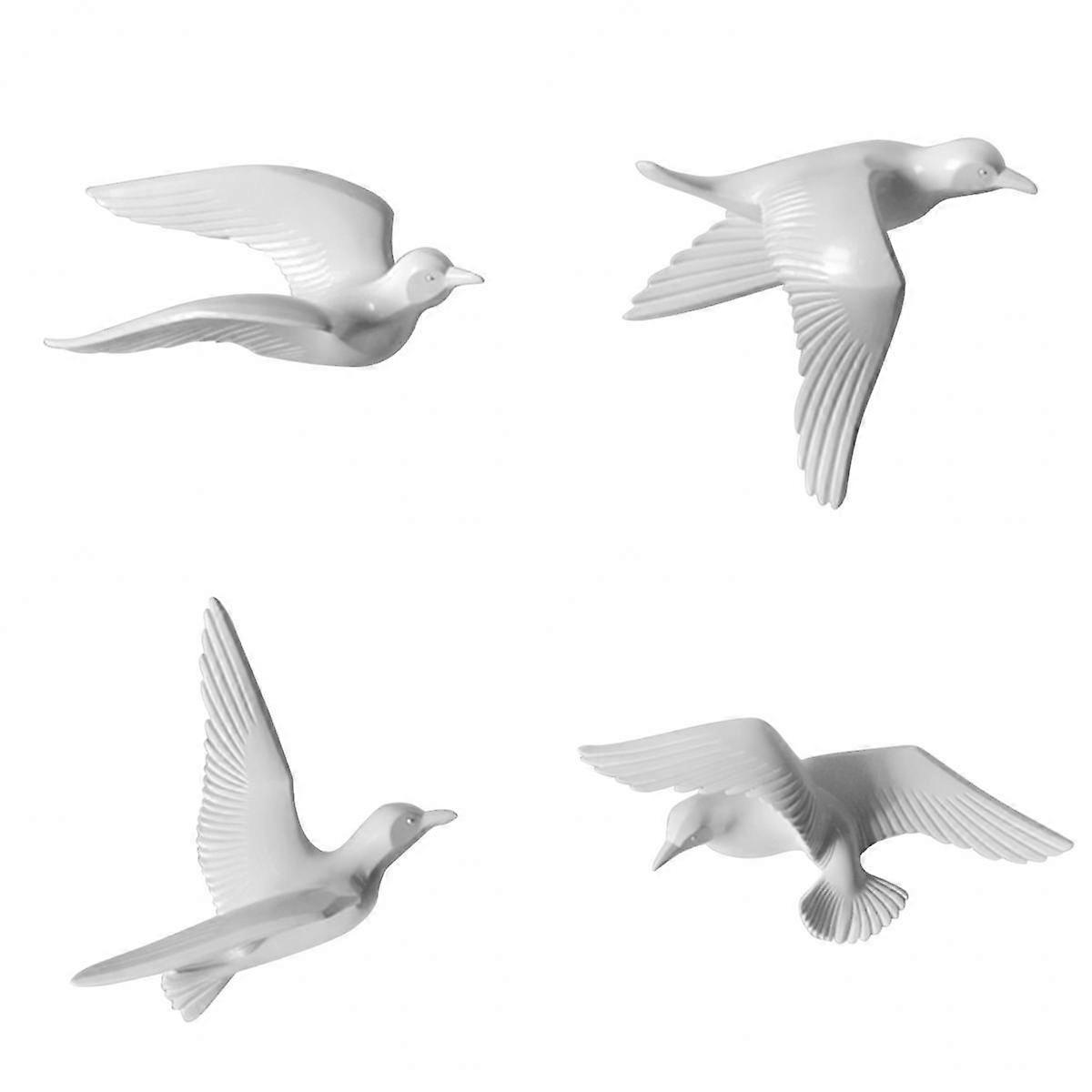 4x Resina Creativa A Forma di Gabbiano Camera Da Letto TV Sfondo Decorazione Della Parete Bianco
