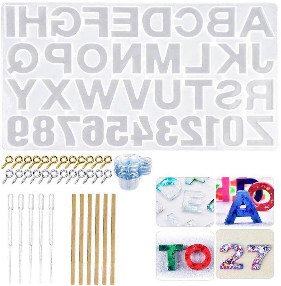 232 Pcs Epoxy Resin Molds Alphabet Resin Casting Mold Kit Number Letters for Making Keychain House Number