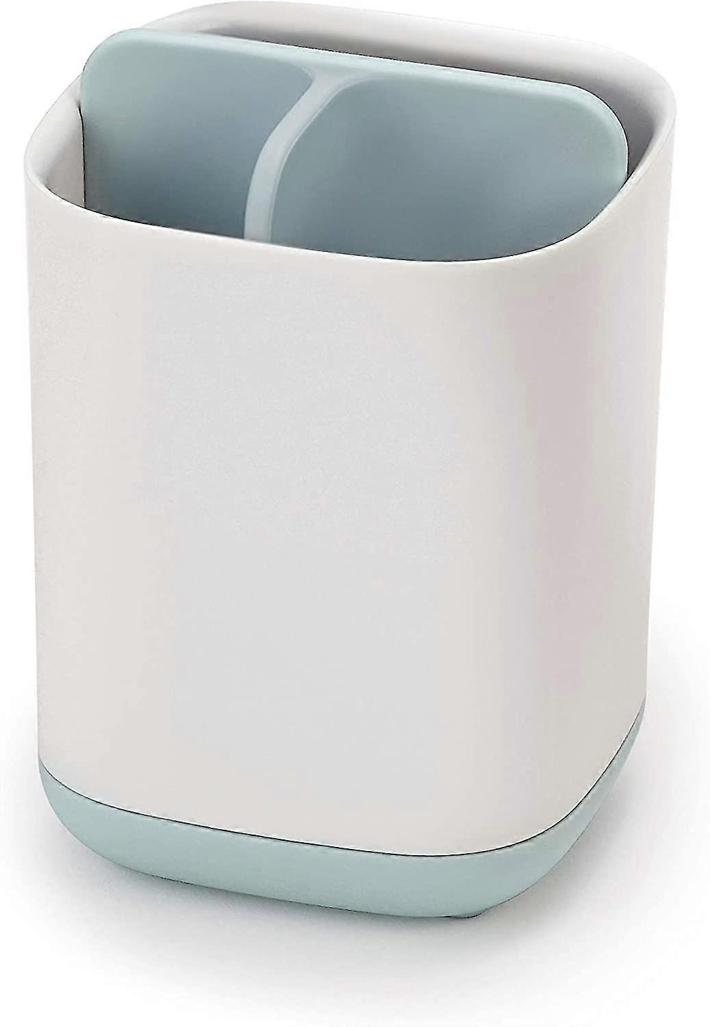 bathroom easy-store toothbrush caddy, white/blue, small