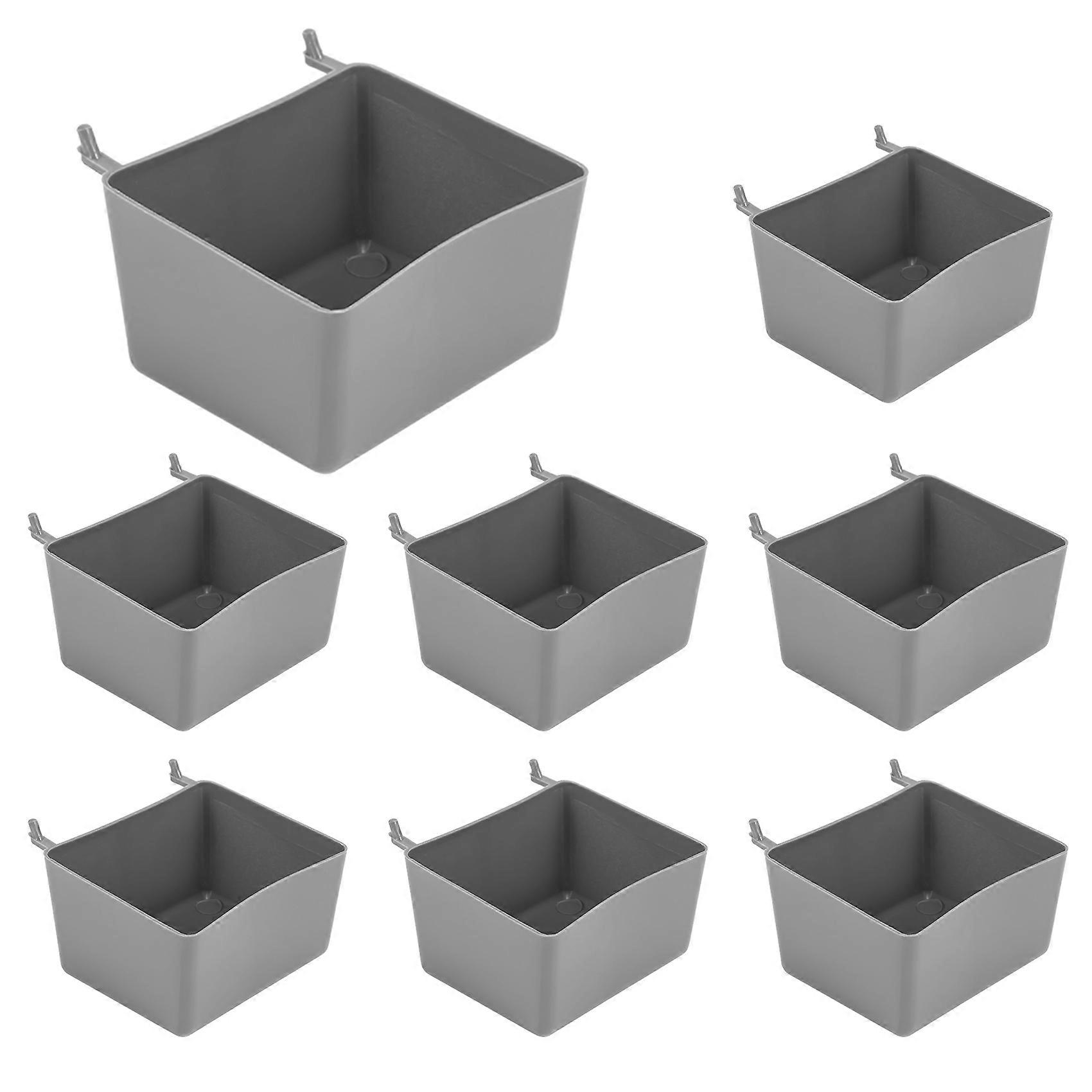 8 Pieces Bins Kit Parts Storage Accessories Workbench Bins for Organizing Hardware(Grey)