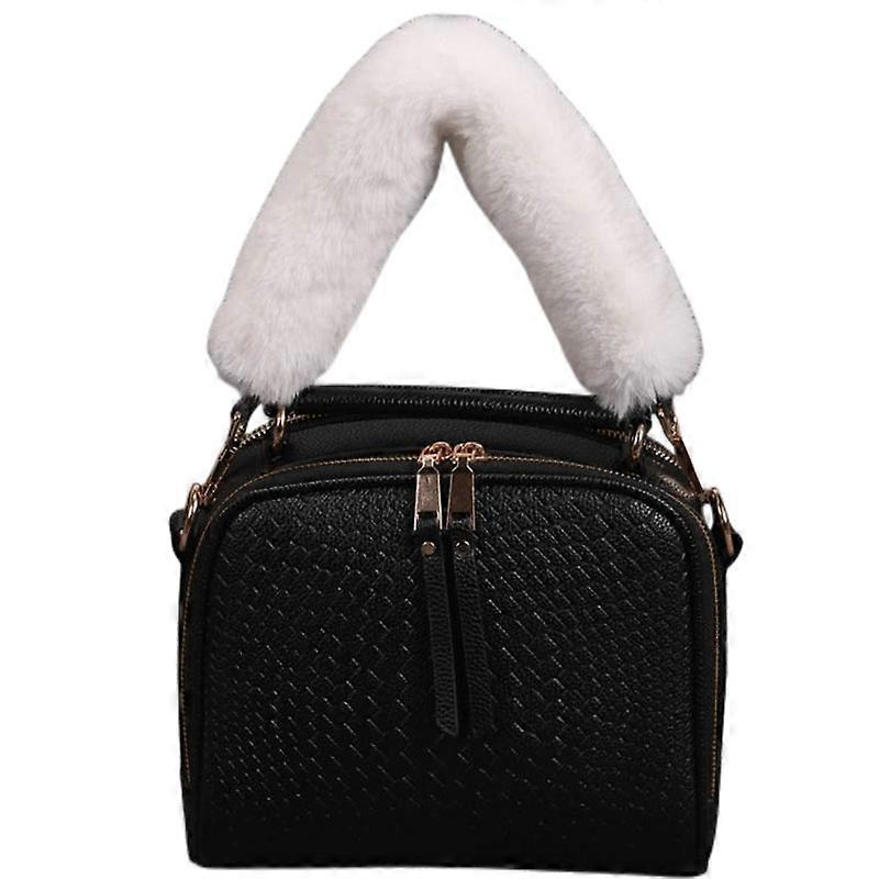 Faux Fur Bag Handle Strap Replacement Short Handbag Handles Strap Metal Buckle Replacement Tote Band