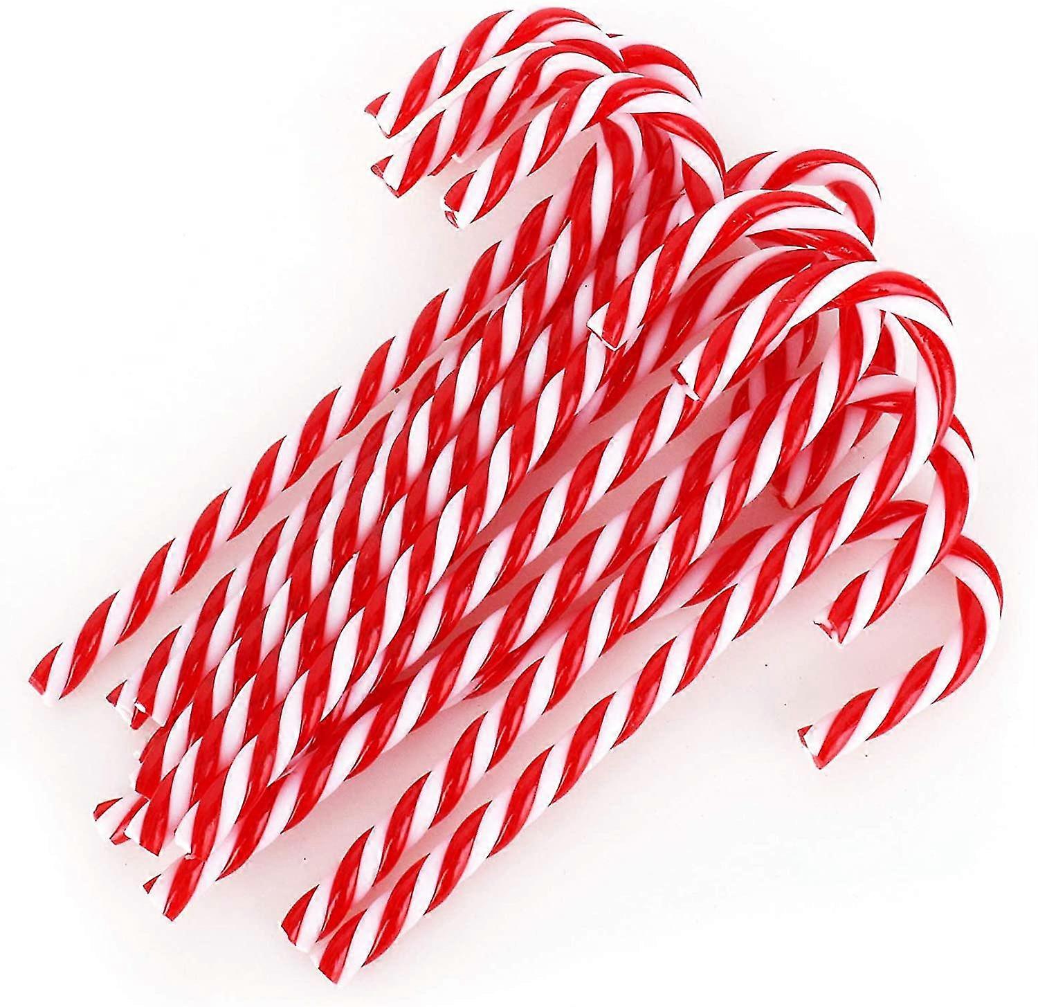 Red White Candy Cane Christmas Tree Hanging Ornaments, 12 Pcs